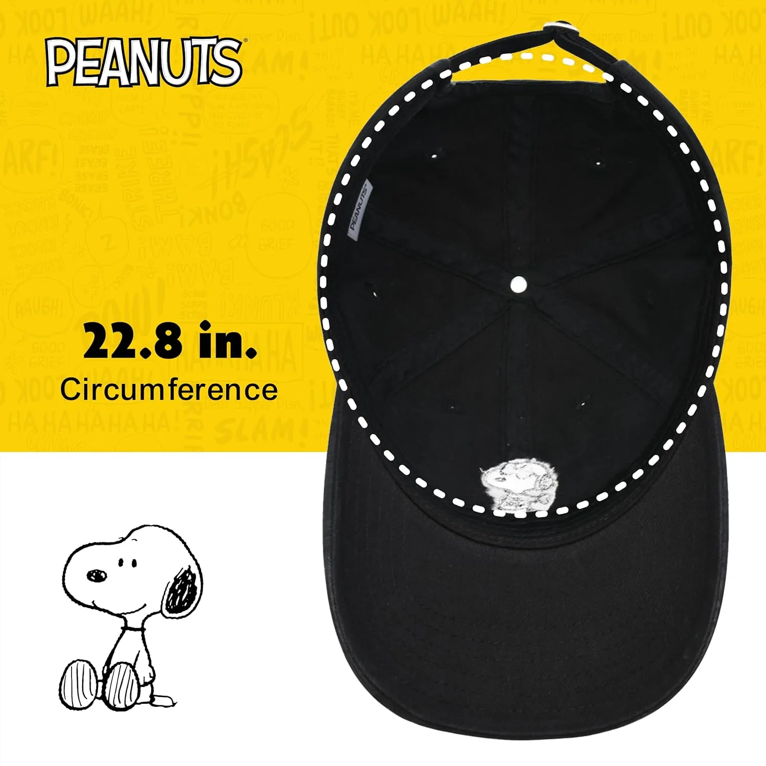 Concept One Peanuts Snoopy Dad Hat, Adult Baseball Cap with Curved Brim