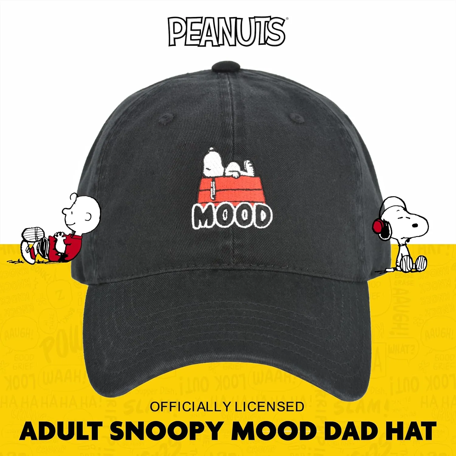 Concept One Peanuts Snoopy Dad Hat, Adult Baseball Cap with Curved Brim