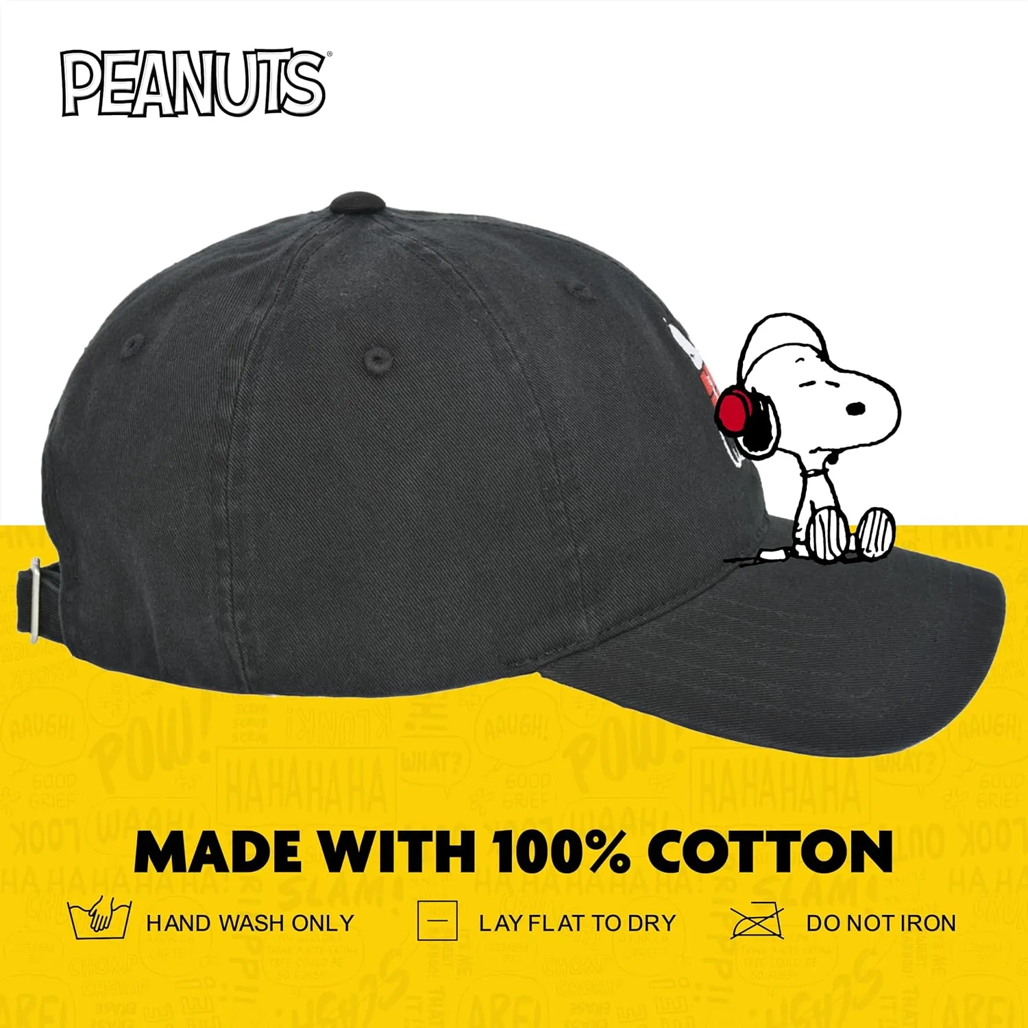 Concept One Peanuts Snoopy Dad Hat, Adult Baseball Cap with Curved Brim