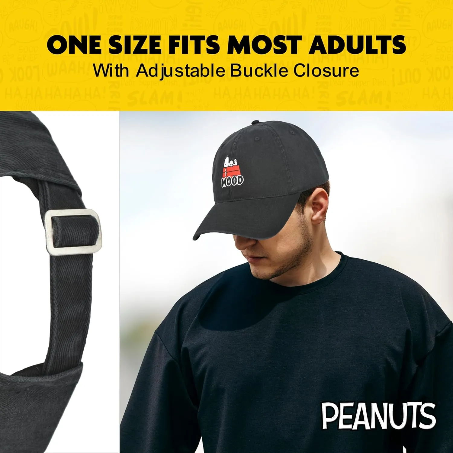 Concept One Peanuts Snoopy Dad Hat, Adult Baseball Cap with Curved Brim