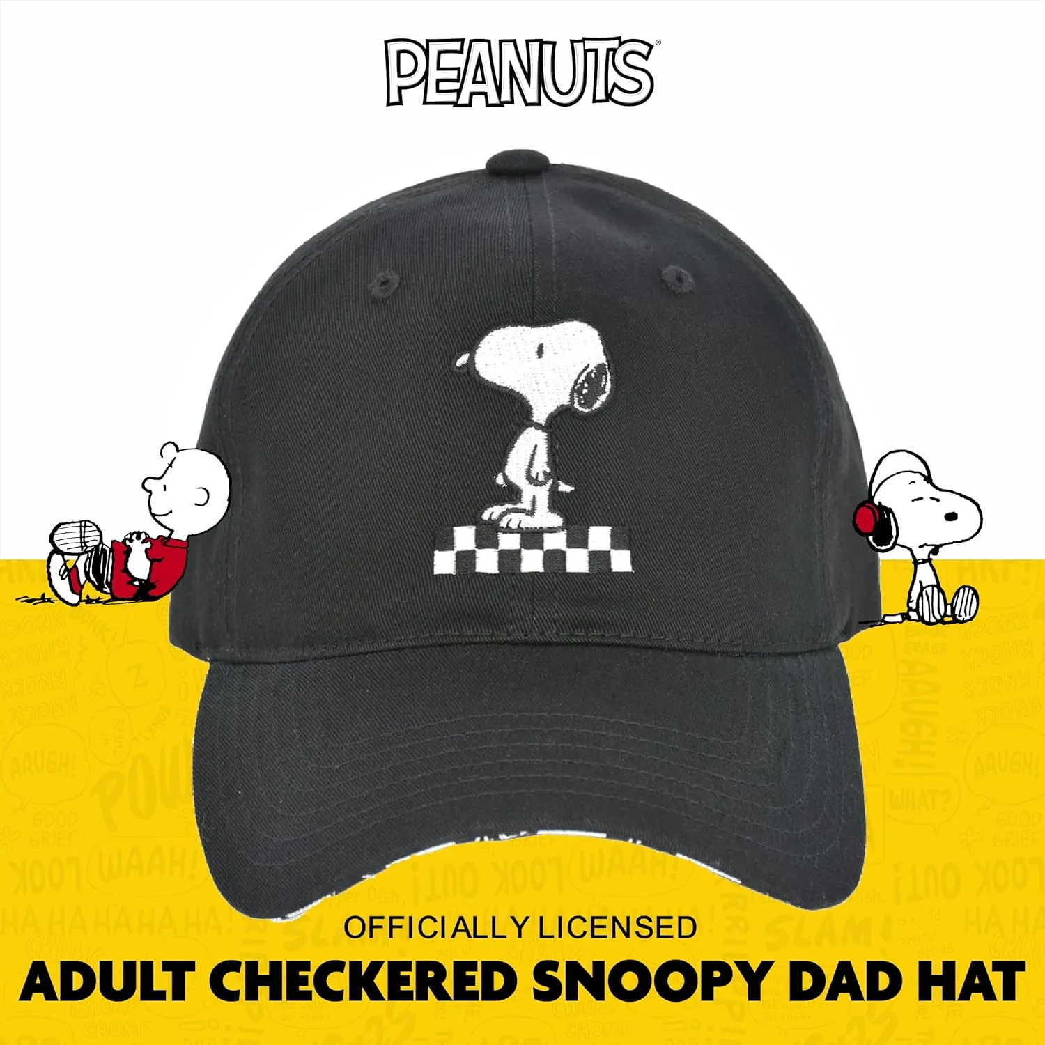 Concept One Peanuts Snoopy Dad Hat, Adult Baseball Cap with Curved Brim