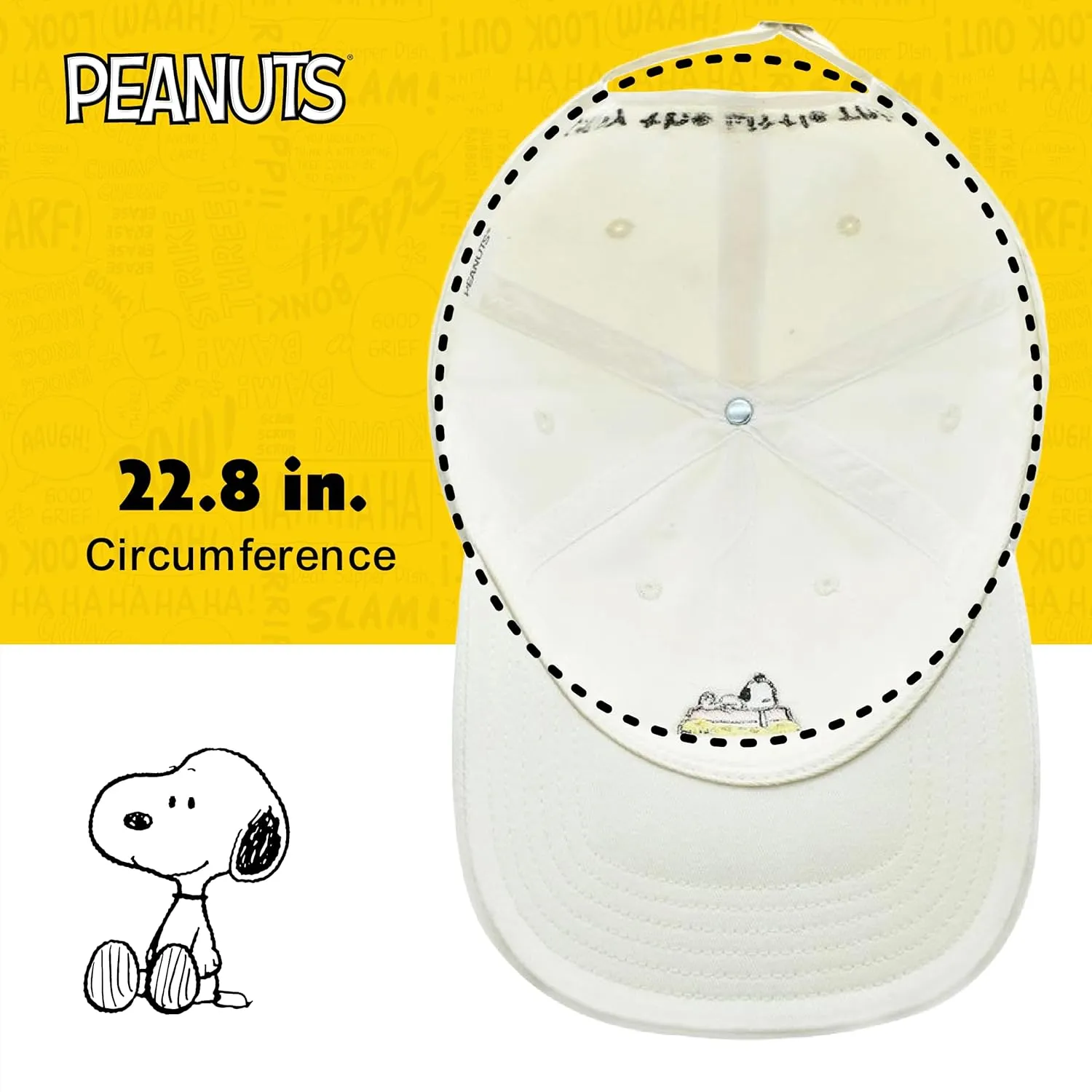 Concept One Peanuts Snoopy Dad Hat, Adult Baseball Cap with Curved Brim