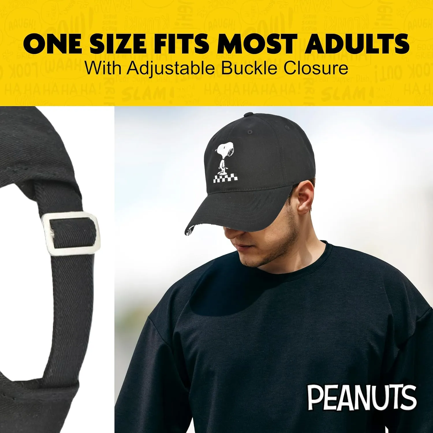Concept One Peanuts Snoopy Dad Hat, Adult Baseball Cap with Curved Brim