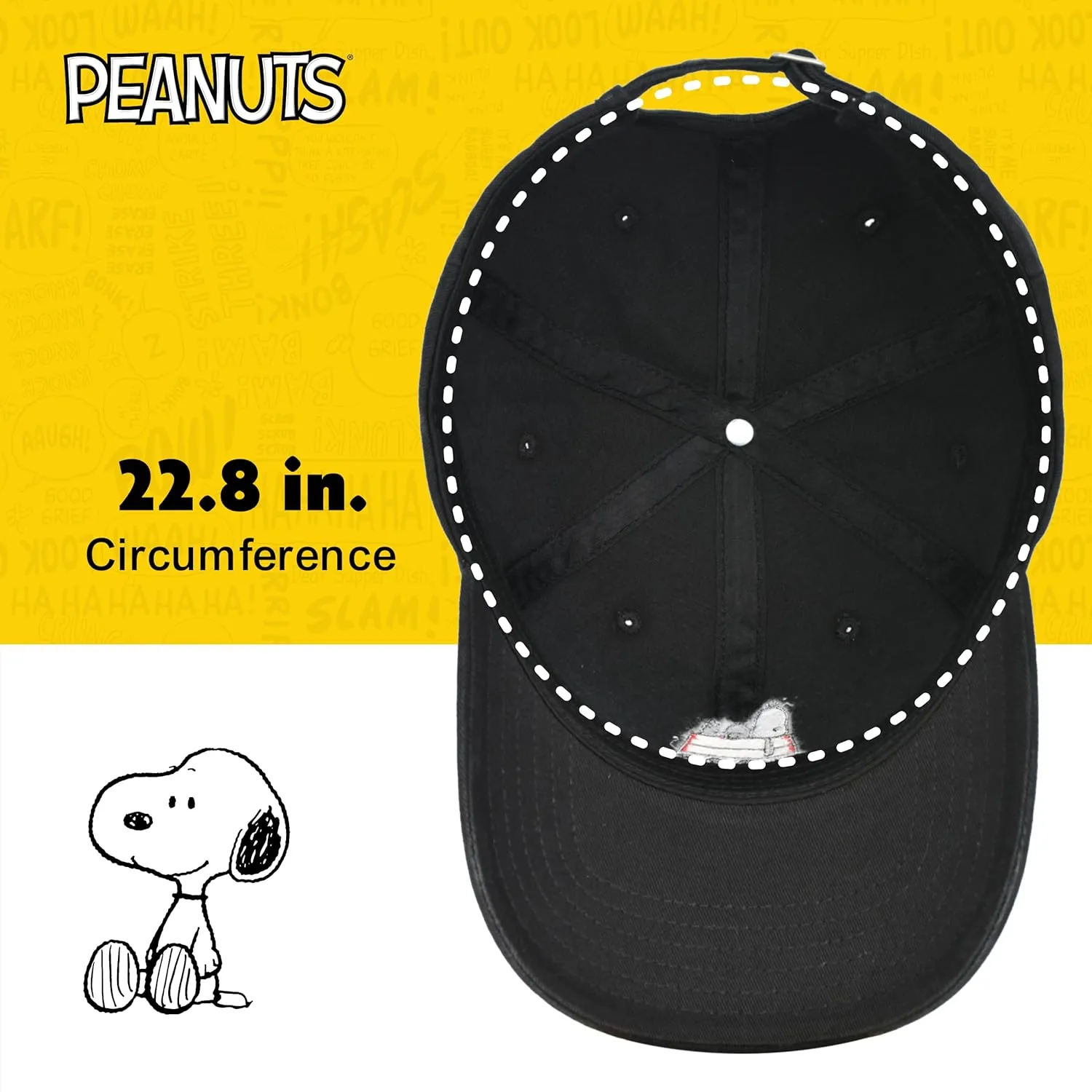 Concept One Peanuts Snoopy Dad Hat, Adult Baseball Cap with Curved Brim
