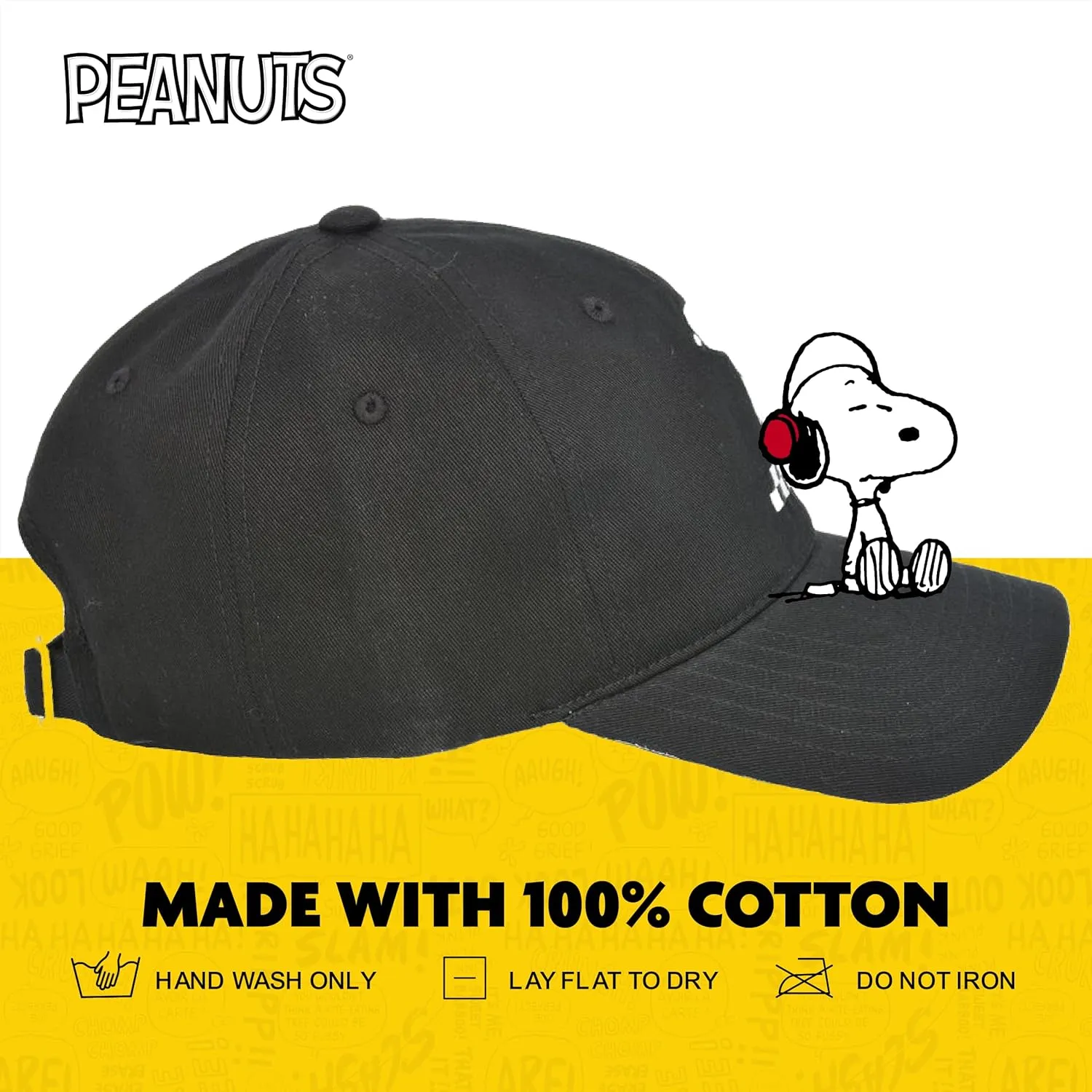 Concept One Peanuts Snoopy Dad Hat, Adult Baseball Cap with Curved Brim