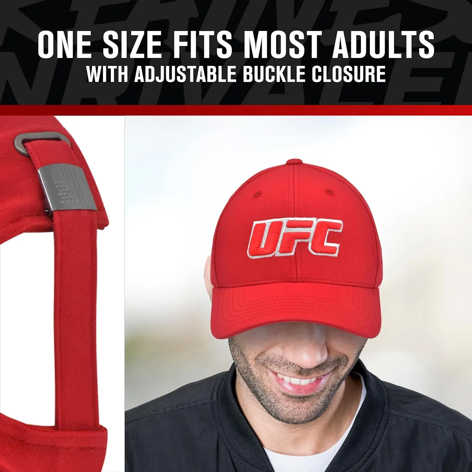 Concept One UFC Dad Hat, 6 Panel Cotton Adjustable Adult Baseball Cap with Curved Brim