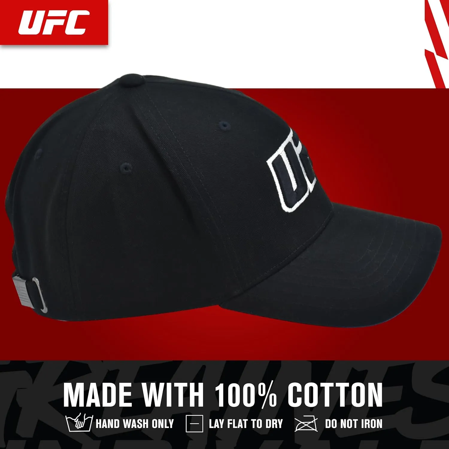 Concept One UFC Dad Hat, 6 Panel Cotton Adjustable Adult Baseball Cap with Curved Brim