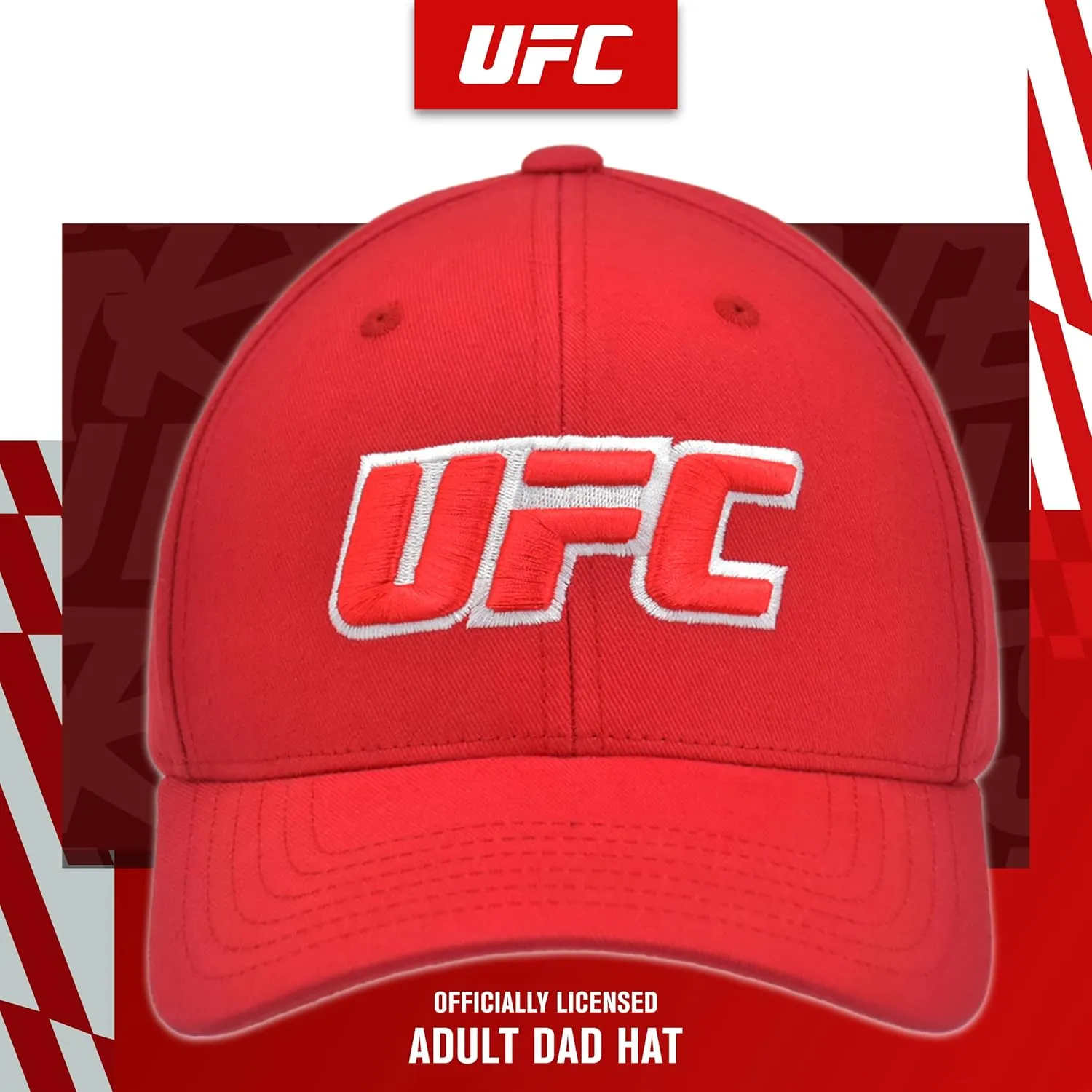 Concept One UFC Dad Hat, 6 Panel Cotton Adjustable Adult Baseball Cap with Curved Brim