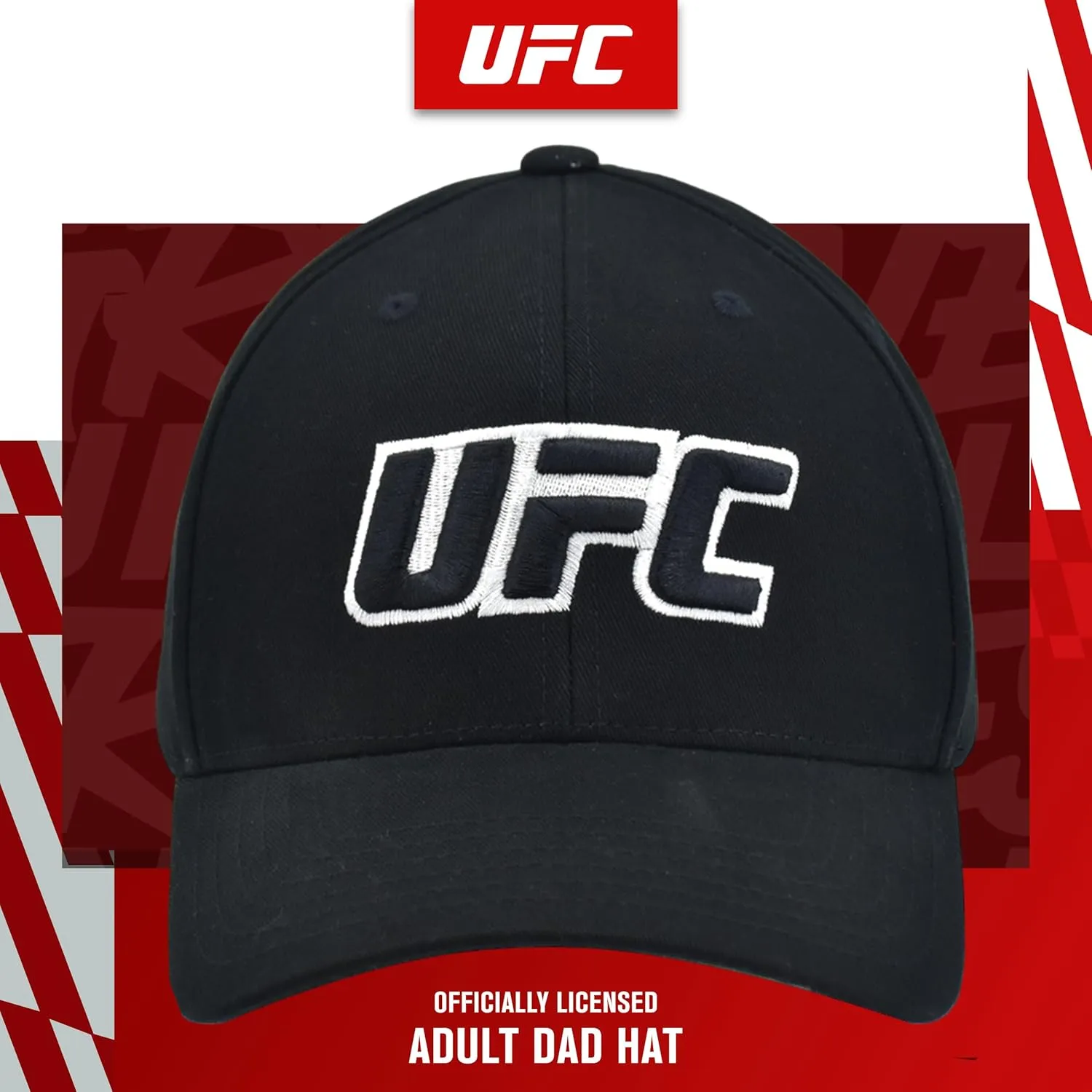 Concept One UFC Dad Hat, 6 Panel Cotton Adjustable Adult Baseball Cap with Curved Brim