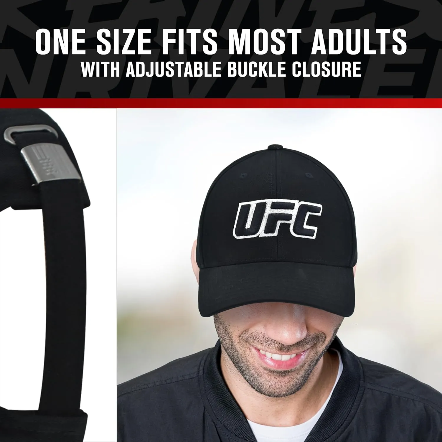 Concept One UFC Dad Hat, 6 Panel Cotton Adjustable Adult Baseball Cap with Curved Brim