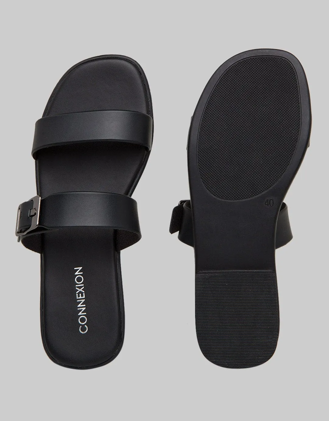 Connexion Slipper Sandals Double Strap Buckle