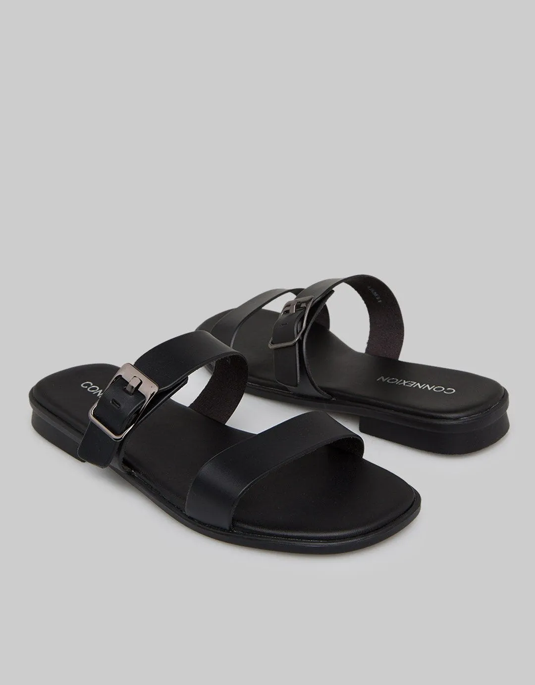 Connexion Slipper Sandals Double Strap Buckle
