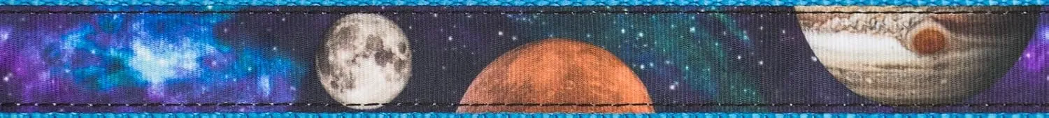 Country Brook Design - Galactic Neighbors on Ice Blue Nylon Webbing Closeout (3/4 Inch)