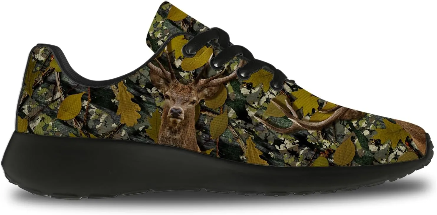 Deer Print Running Shoes Mens Womens Lightweight Comfortable Gym Athletic Tennis Walking Sneakers Gifts for Animal Lovers