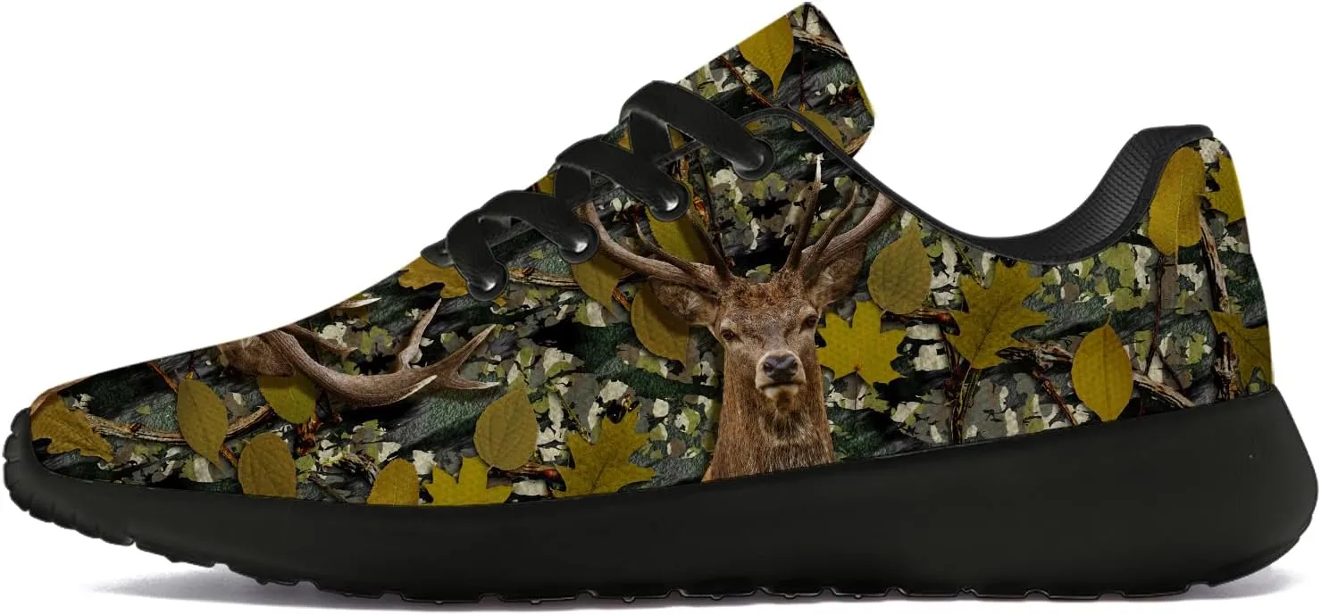 Deer Print Running Shoes Mens Womens Lightweight Comfortable Gym Athletic Tennis Walking Sneakers Gifts for Animal Lovers