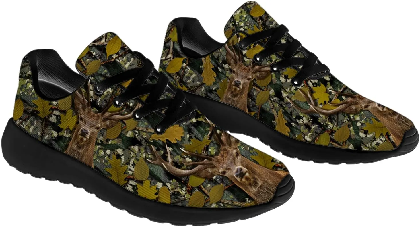 Deer Print Running Shoes Mens Womens Lightweight Comfortable Gym Athletic Tennis Walking Sneakers Gifts for Animal Lovers