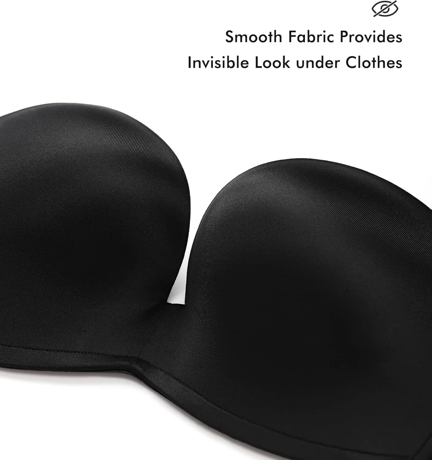 DELIMIRA Women's Strapless Bra Plunge Push Up for Big Busted Seamless Slightly Lined Support Lift Plus Size Invisible