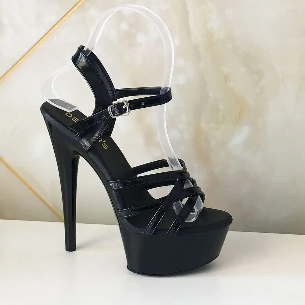 denova's Women's Patent 6in Very High Heel Platform Pole Dance Stiletto Sandal