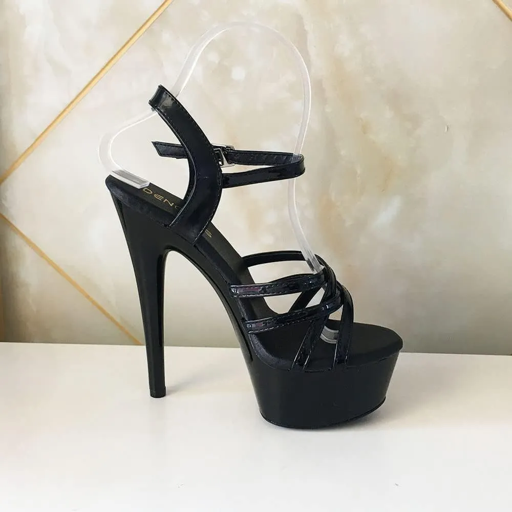 denova's Women's Patent 6in Very High Heel Platform Pole Dance Stiletto Sandal