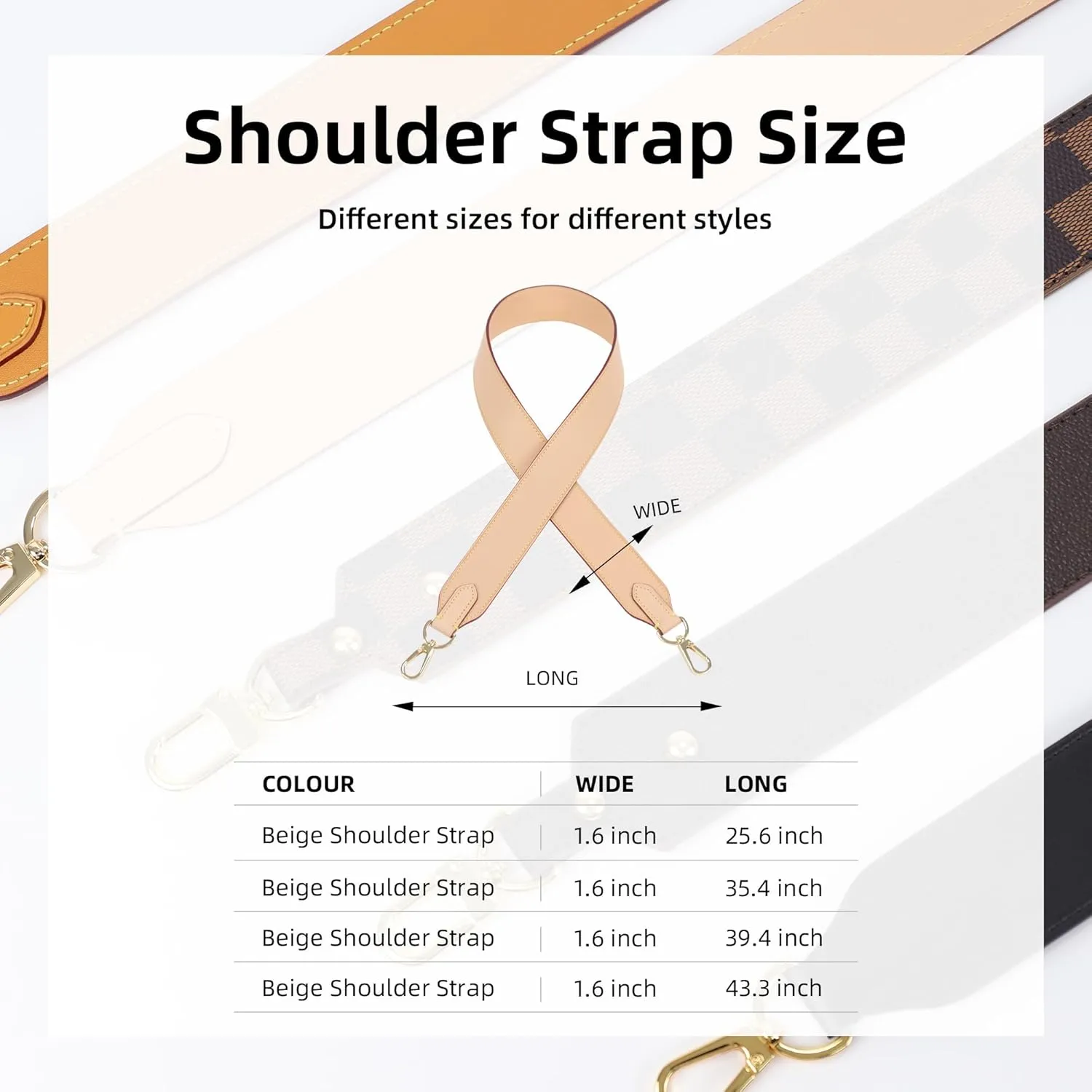 DGAZ Vachetta Leather Crossbody Strap for Neverfullbag with Gift Box, Handmade DIY purse strap
