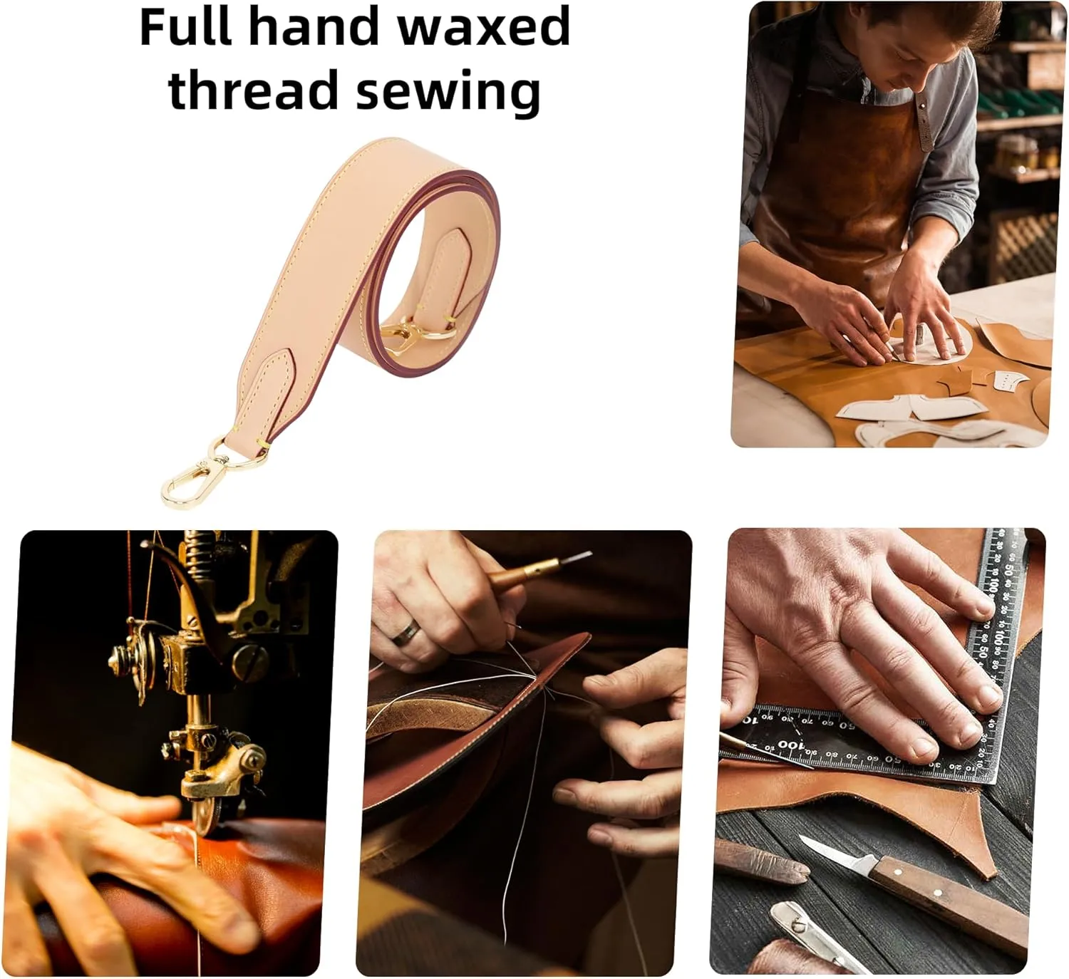 DGAZ Vachetta Leather Crossbody Strap for Neverfullbag with Gift Box, Handmade DIY purse strap