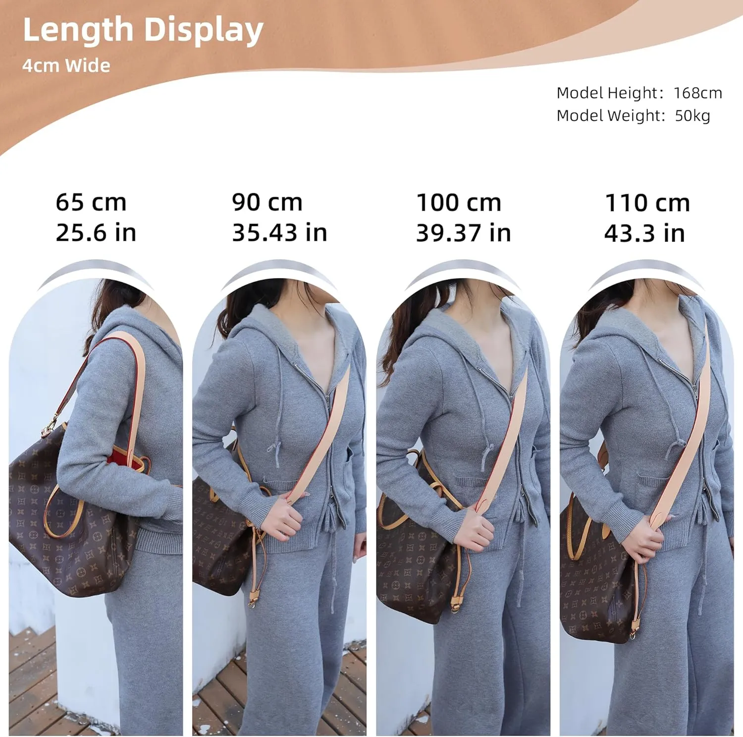 DGAZ Vachetta Leather Crossbody Strap for Neverfullbag with Gift Box, Handmade DIY purse strap