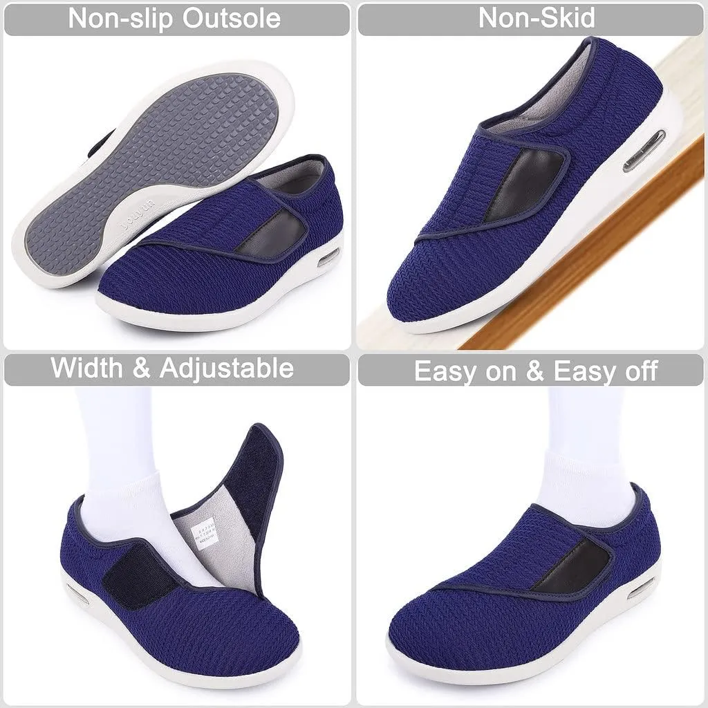 Diabetic Shoes for Men, Wide Width Elderly Men's Shoes, Adjustable Closure Lightweight Breathable, Swollen Feet Walking Edema Sneakers