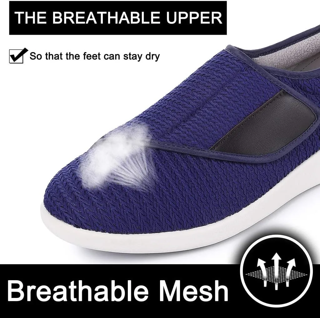 Diabetic Shoes for Men, Wide Width Elderly Men's Shoes, Adjustable Closure Lightweight Breathable, Swollen Feet Walking Edema Sneakers