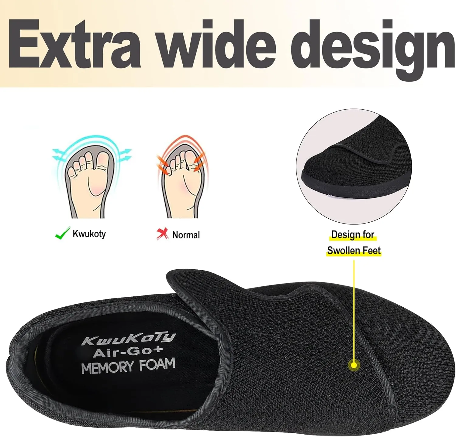 Diabetic Shoes for Women Extra Wide Walking Shoes Slip-On Orthopedic Shoes