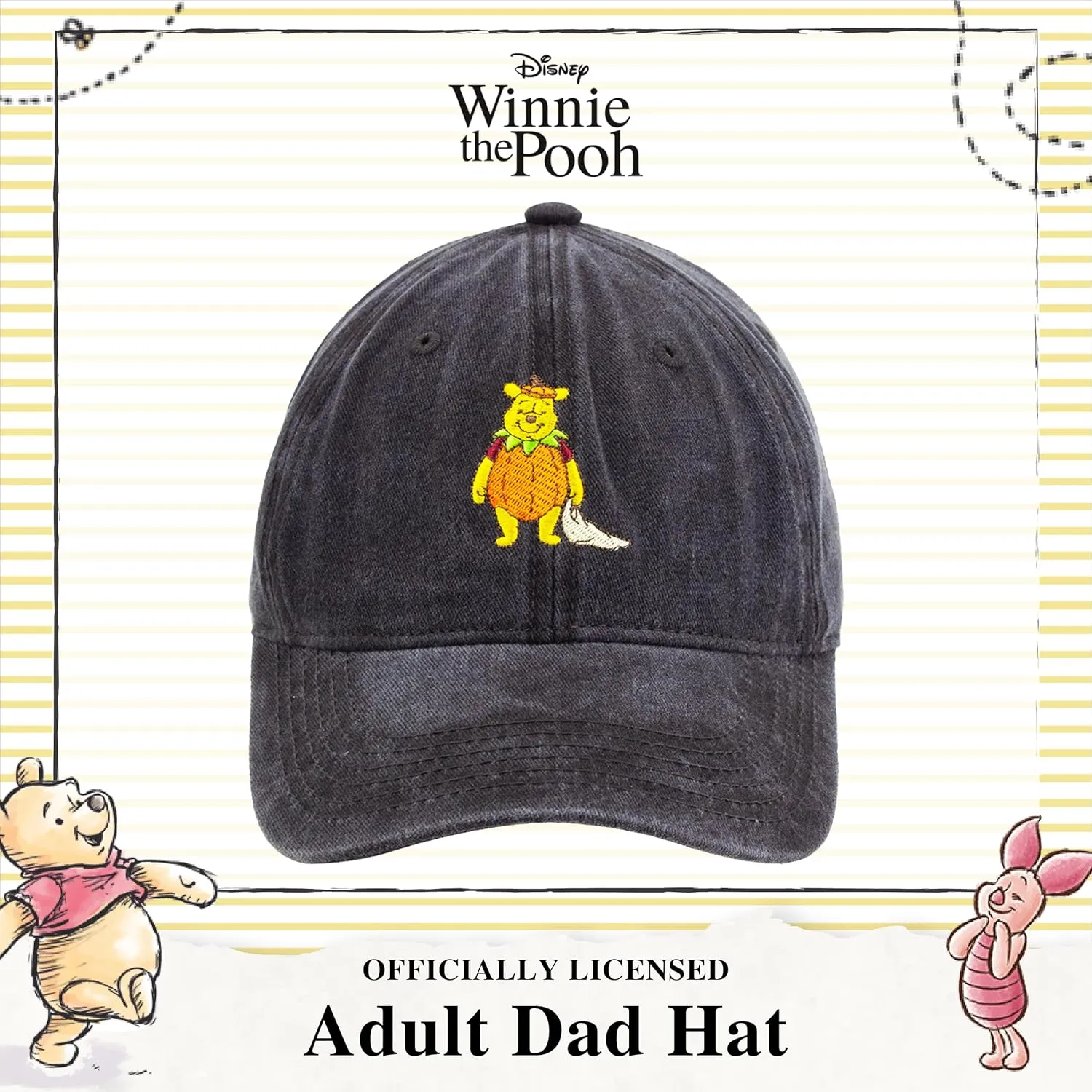 Disney Winnie The Pooh Dad Hat, Adjustable Cotton Baseball Cap with Curved Brim