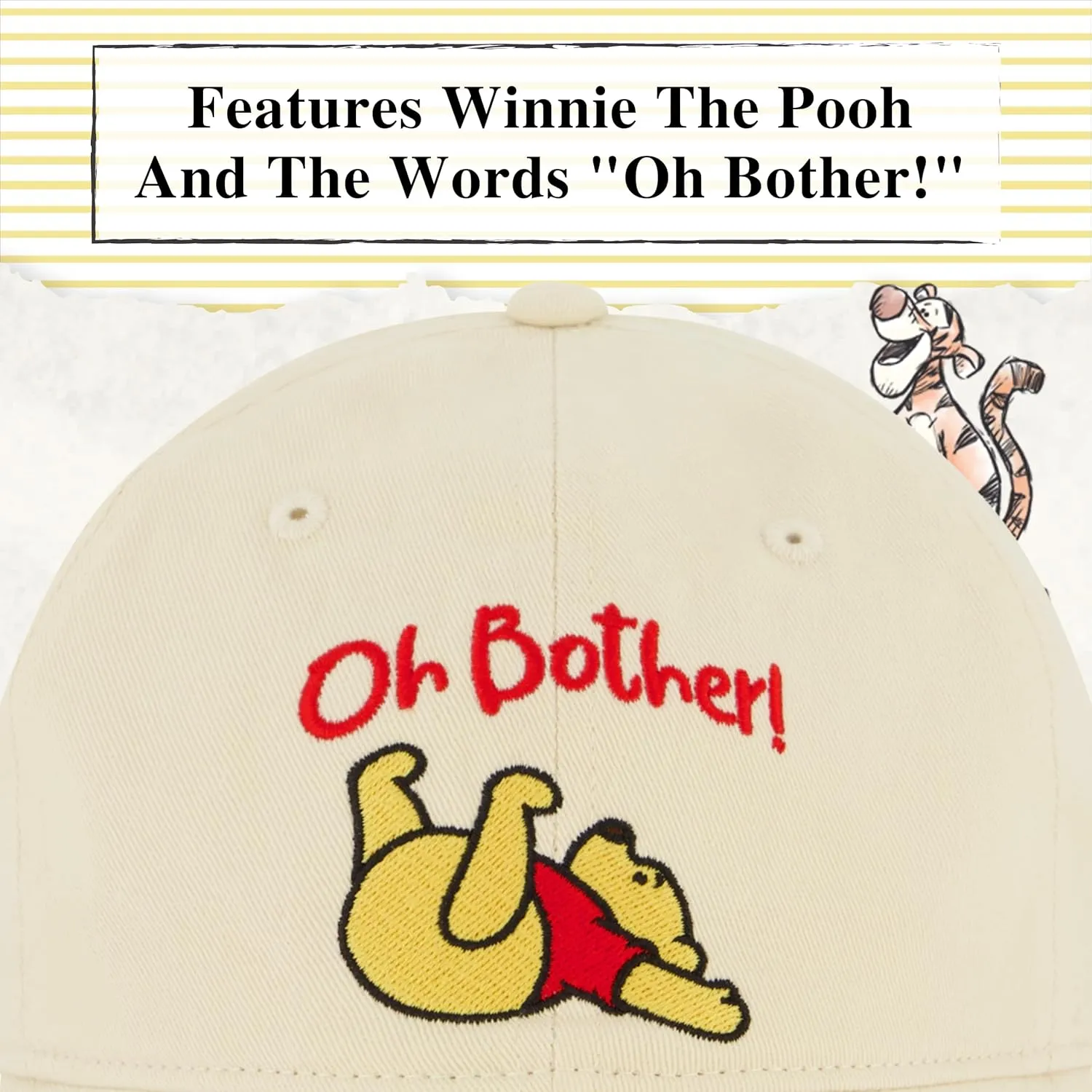 Disney Winnie The Pooh Dad Hat, Adjustable Cotton Baseball Cap with Curved Brim