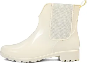 DKSUKO Rain Boots for Women Waterproof Elastic Slip On Ankle Chelsea Booties