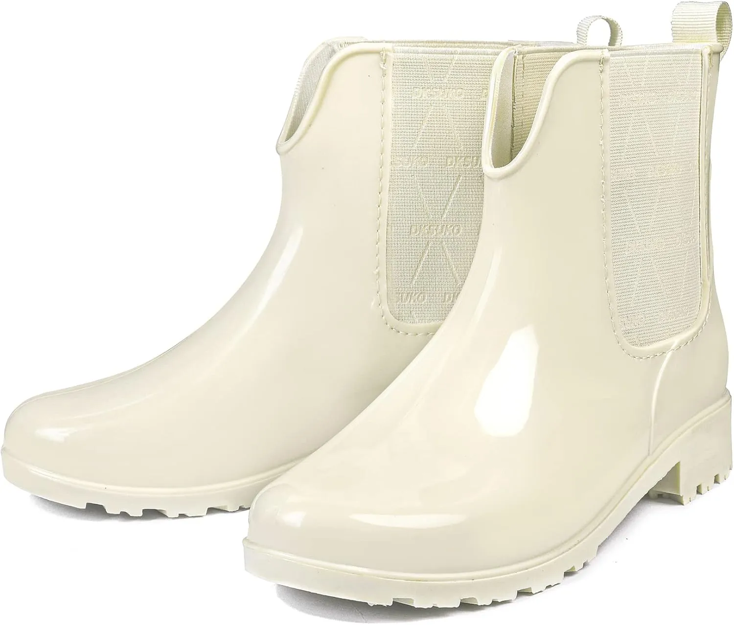 DKSUKO Rain Boots for Women Waterproof Elastic Slip On Ankle Chelsea Booties