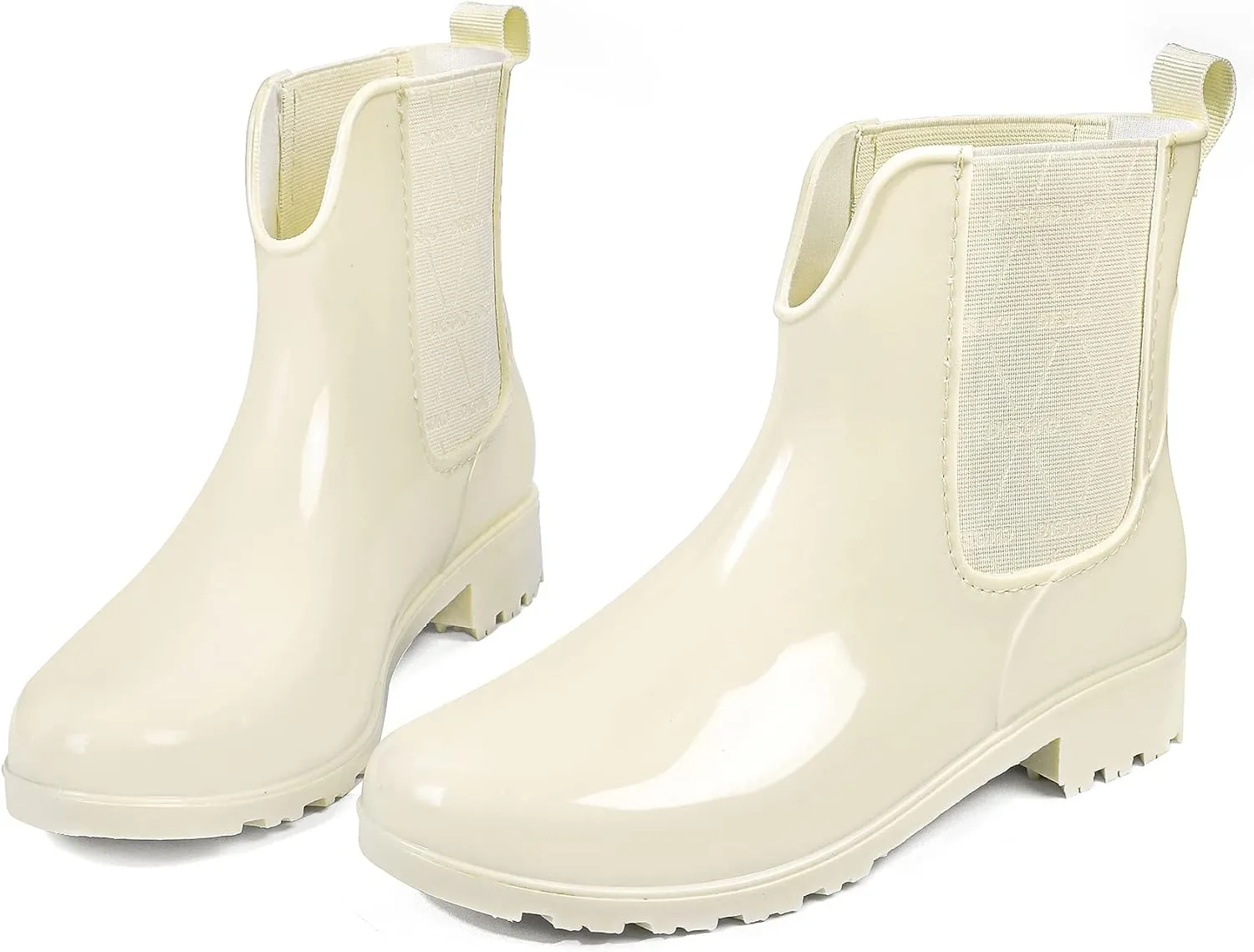 DKSUKO Rain Boots for Women Waterproof Elastic Slip On Ankle Chelsea Booties