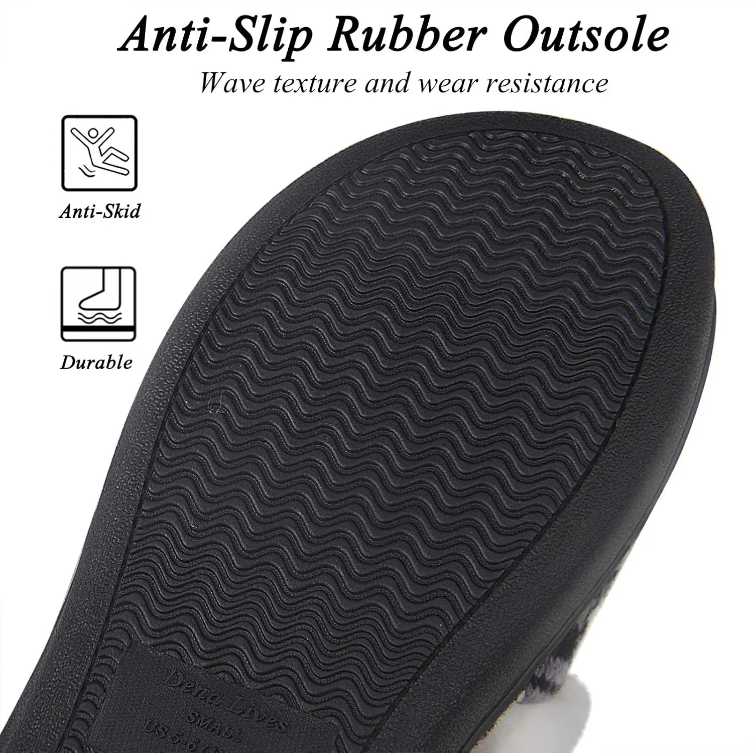 DL Women's Comfy House Slippers with Faux Fur Lining, Memory Foam Slip on House Shoes Nordic with Indoor Outdoor Anti-Skid Rubber Sole