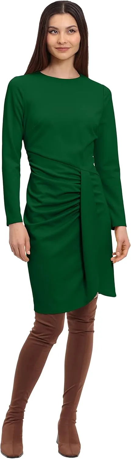 Donna Morgan Women's Long Sleeve Faux Wrap Dress