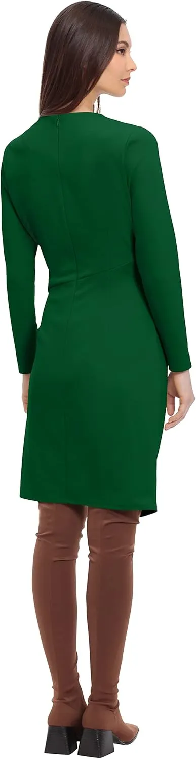 Donna Morgan Women's Long Sleeve Faux Wrap Dress