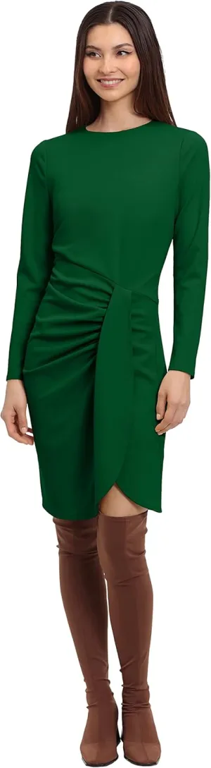 Donna Morgan Women's Long Sleeve Faux Wrap Dress