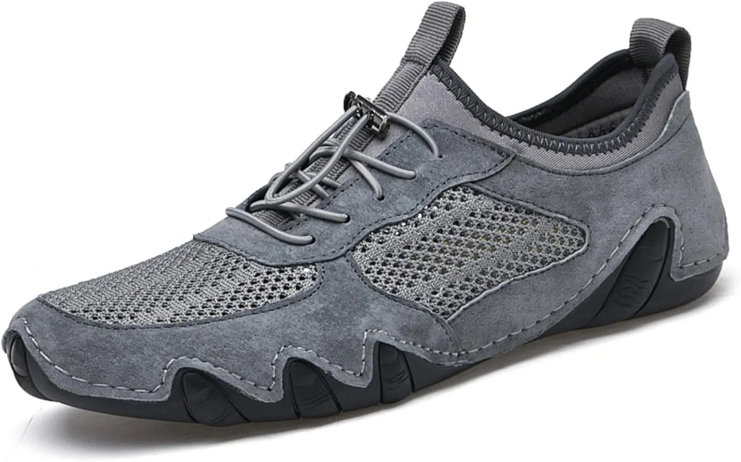 Driving Shoes for Men Breathable Mesh Men's Casual Shoes Slip On Fashion Comfortable Handmade Size13 Grey