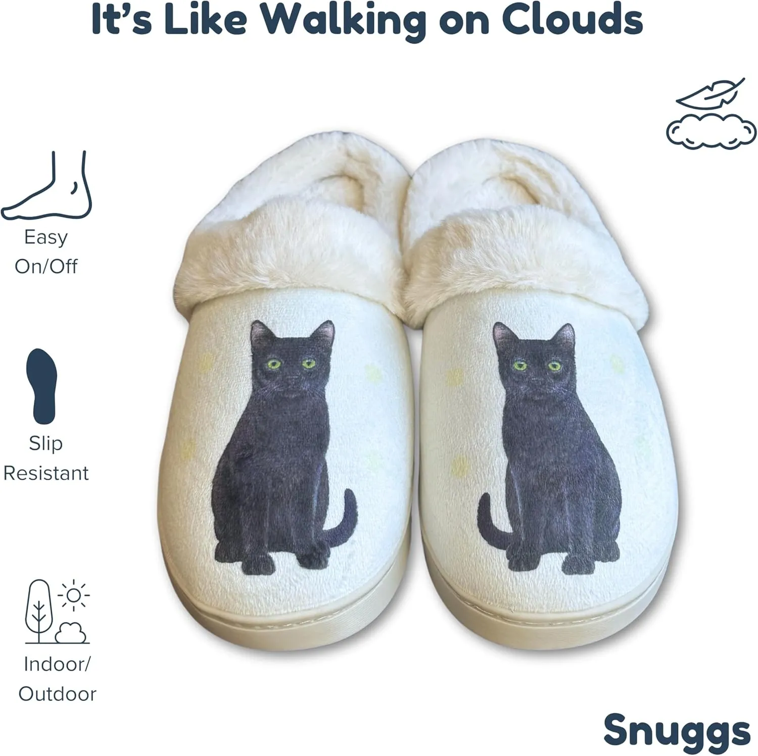 E&S Pets Snugg Slippers for Pet Lovers - Memory Foam House Slippers for Women - Plush Faux Fur Lining - Non-Slip Sole - 32 Dog and Cat Breeds