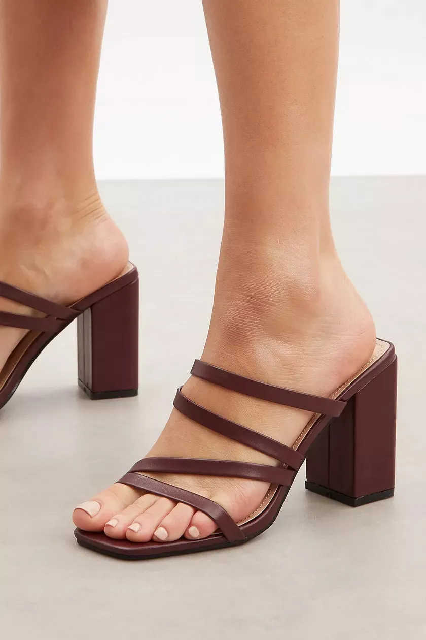 Eden Strap Vamp Mule Burgundy