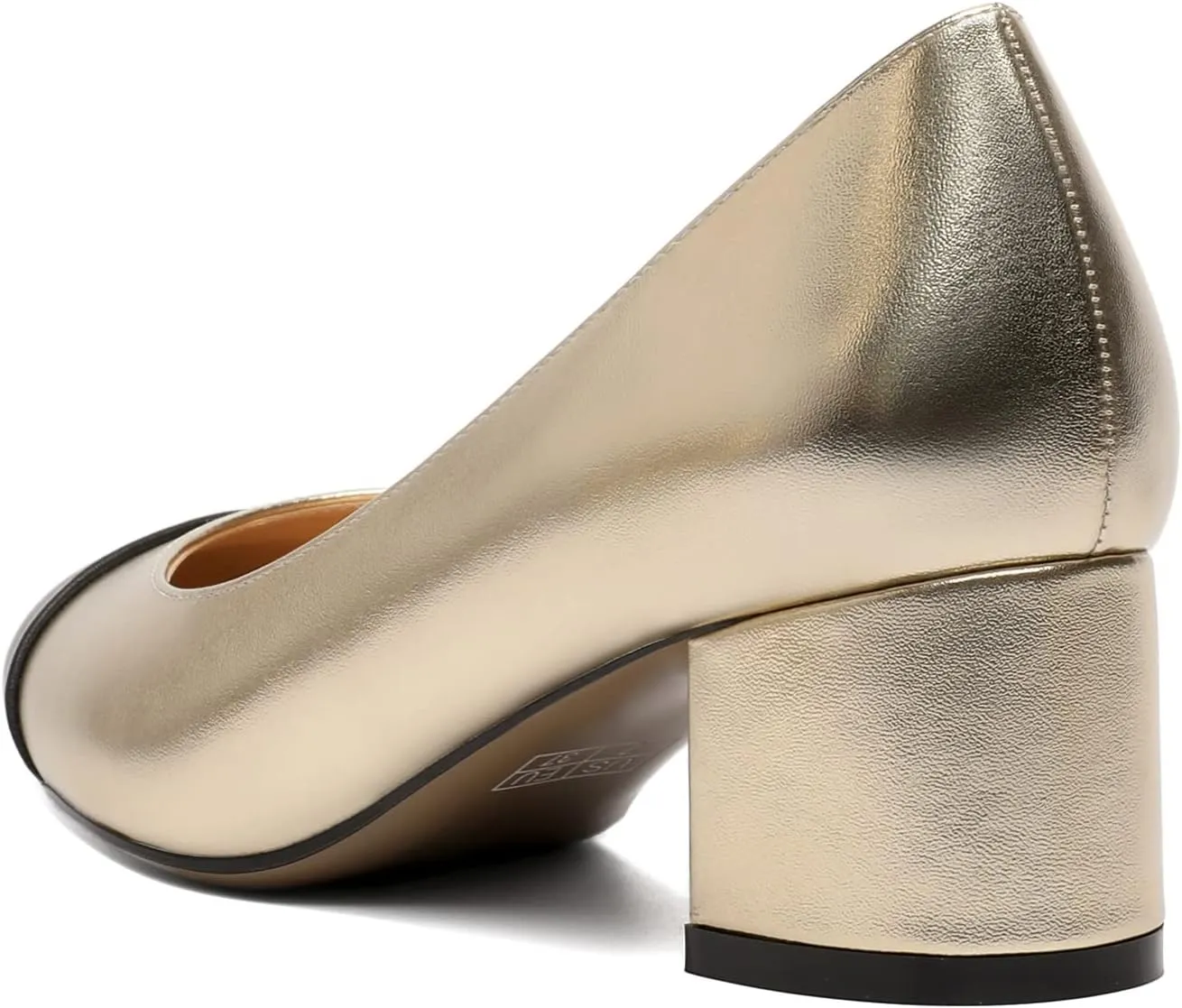 Eldof Women's Round Cap Toe Block Heels Slip On Chunky Low Heel Pumps for Wedding Party Office Classic Dress Shoes 2 Inches