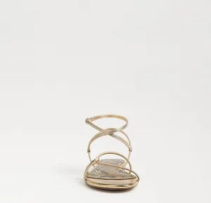 Ellina Strappy Flat Sandal -Amber Gold Leather