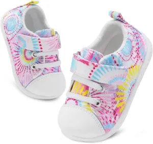 FEETCITY Baby Canvas Shoes Boys Girls Baby First Walking Shoes Infant Crib Shoes Slip On Sneakers
