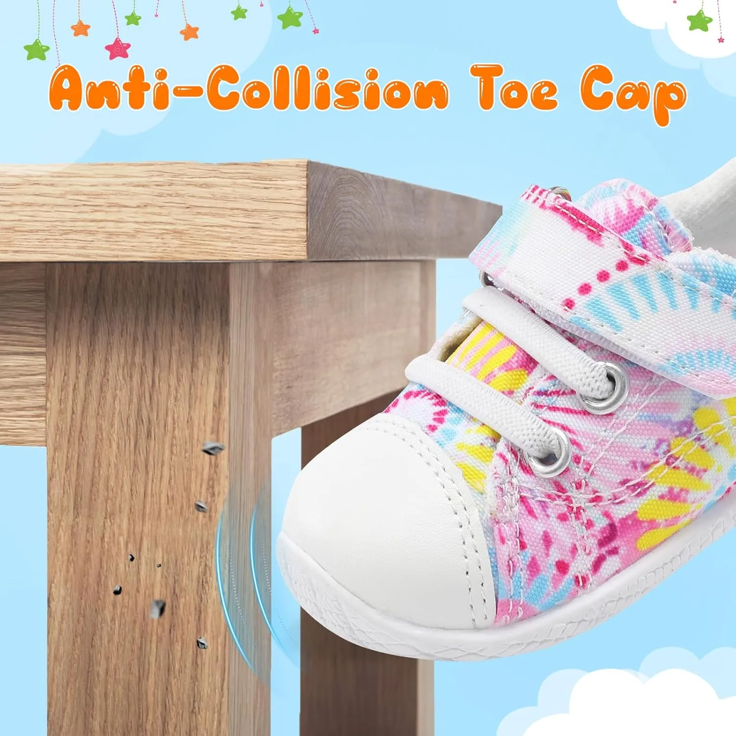 FEETCITY Baby Canvas Shoes Boys Girls Baby First Walking Shoes Infant Crib Shoes Slip On Sneakers