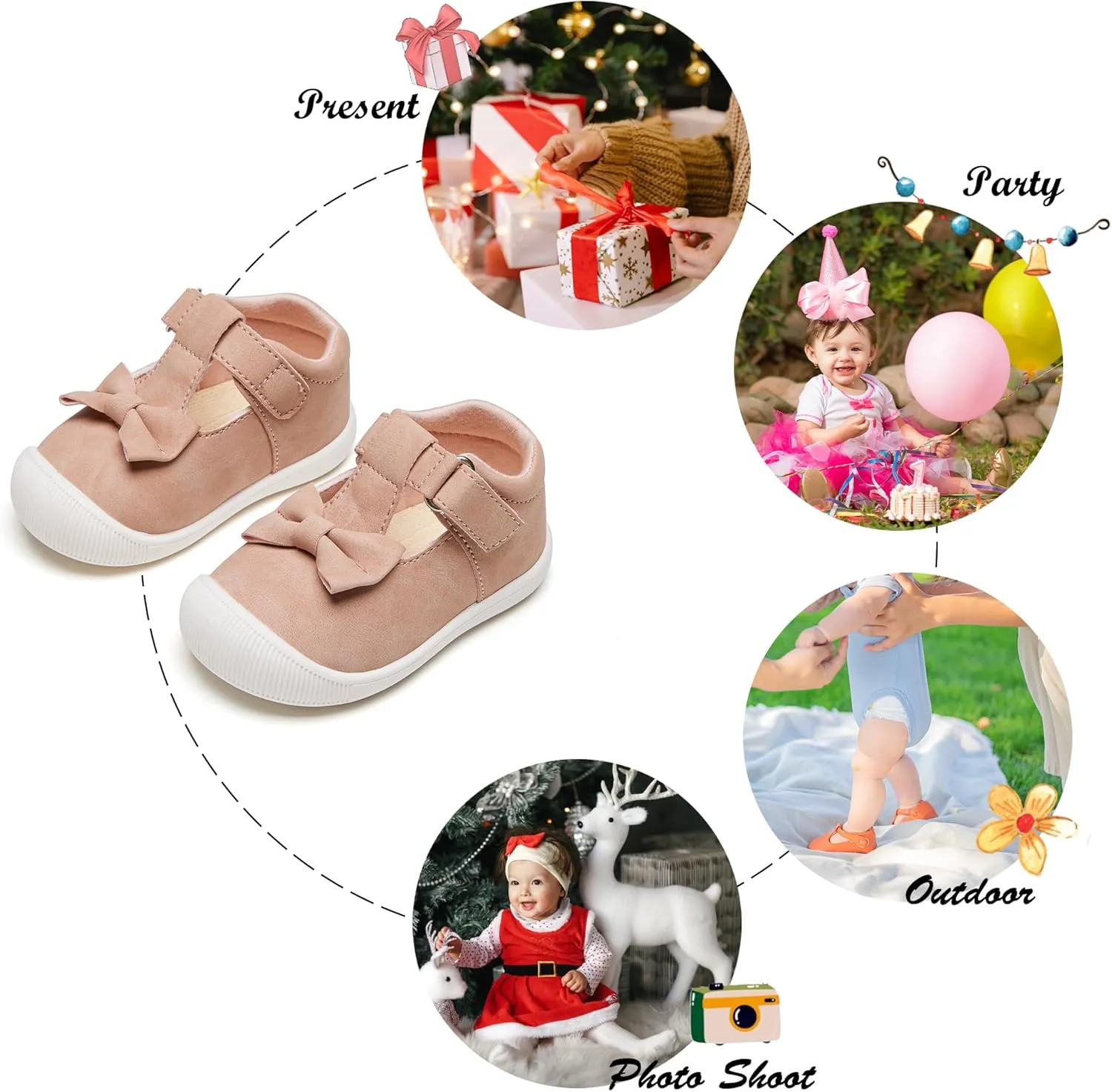 Felix & Flora Soft Sole Baby Dress Shoes - Infant Baby Walking Shoes Moccasinss Rubber Sole Crib Shoes