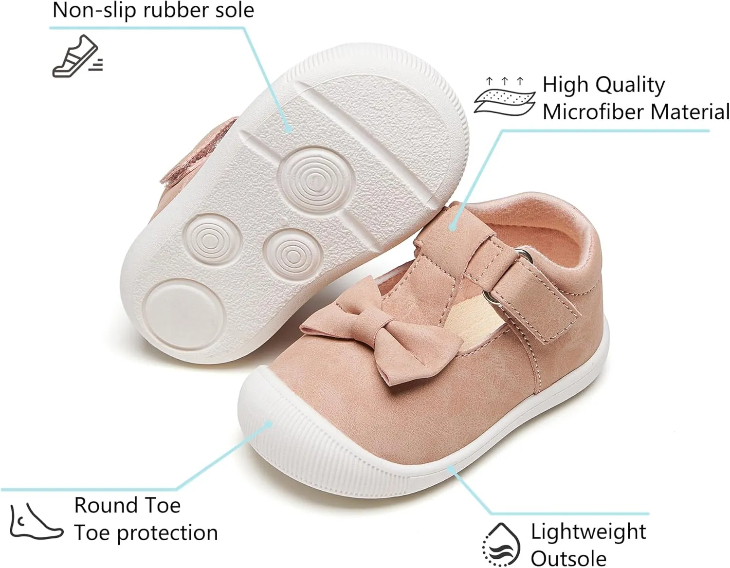 Felix & Flora Soft Sole Baby Dress Shoes - Infant Baby Walking Shoes Moccasinss Rubber Sole Crib Shoes