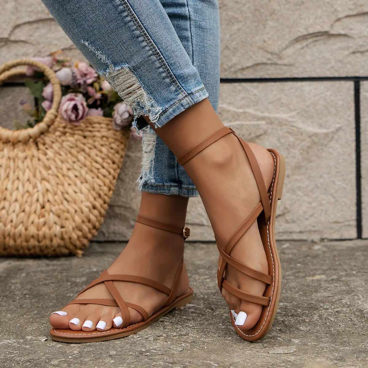 Final hours Strappy Unique Zipper Roman Back Sandals Casual Women's with
