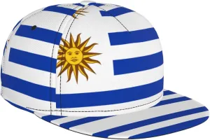 Flag of Uruguay Outdoor Sports Baseball Cap, Daily Sports Adjustable Fashionable Flat Brim hat, Unisex Four-Season Outdoor Sports Cap, Black