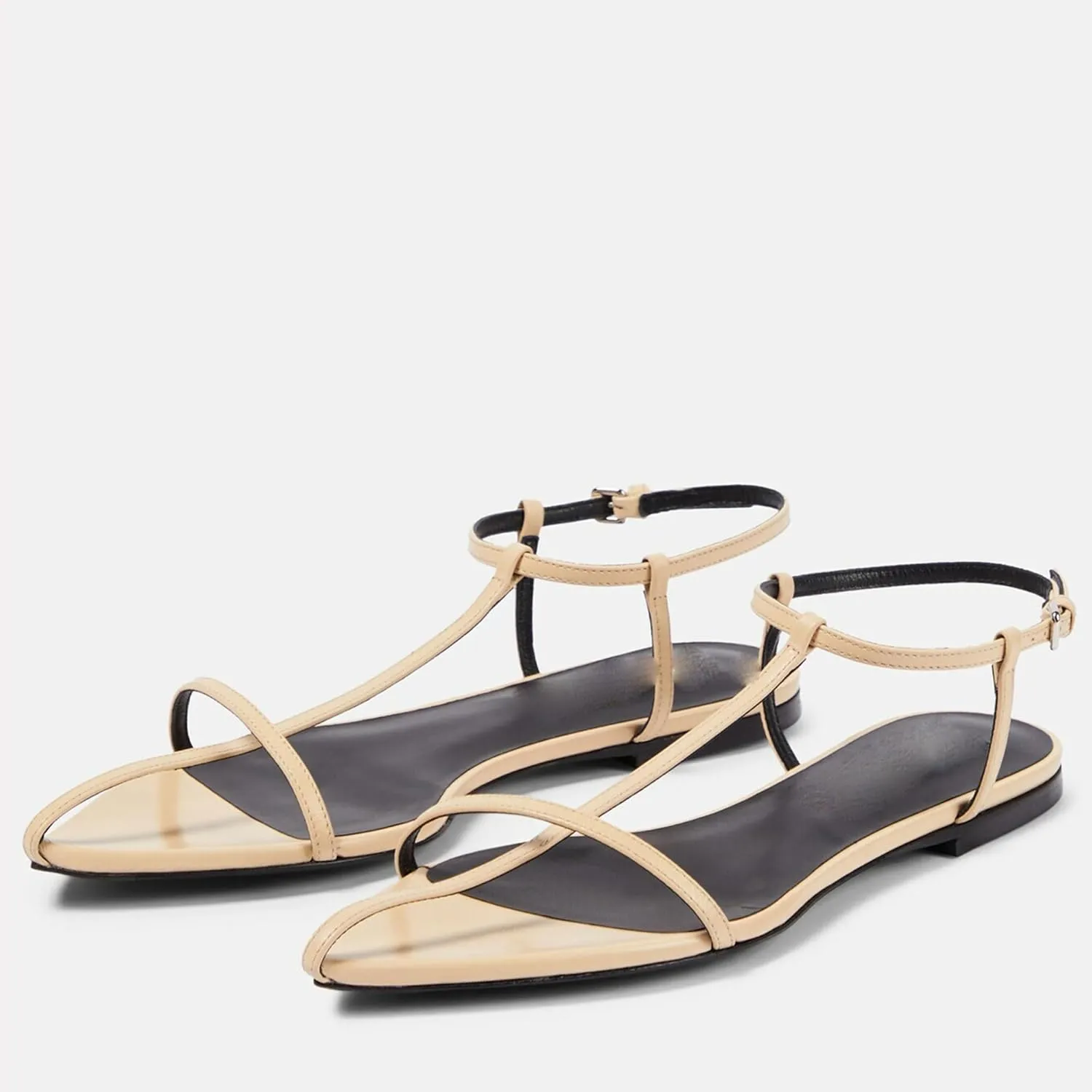 Flat Sandals for Women with Metal Buckle Ankle Strappy Ladies Fashion Slide Sandals Comfortable Summer Open Toe Women Sandals Dressy.